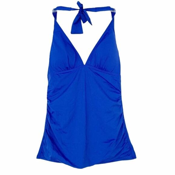 Tommy Bahama Blue Ruched Tankini Swim Top Sz S4 - Picture 1 of 5